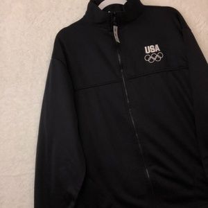 US Olympic Sz XL Committee Men's Track Jacket Blue Full Zip Made In USA USOC